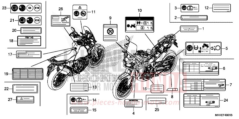 ETIQUETTE DE PRECAUTIONS (CRF1000A2/AL2/D2/DL2) de Africa Twin DEGITAL SILVER METALLIC (NHA30D) 2019